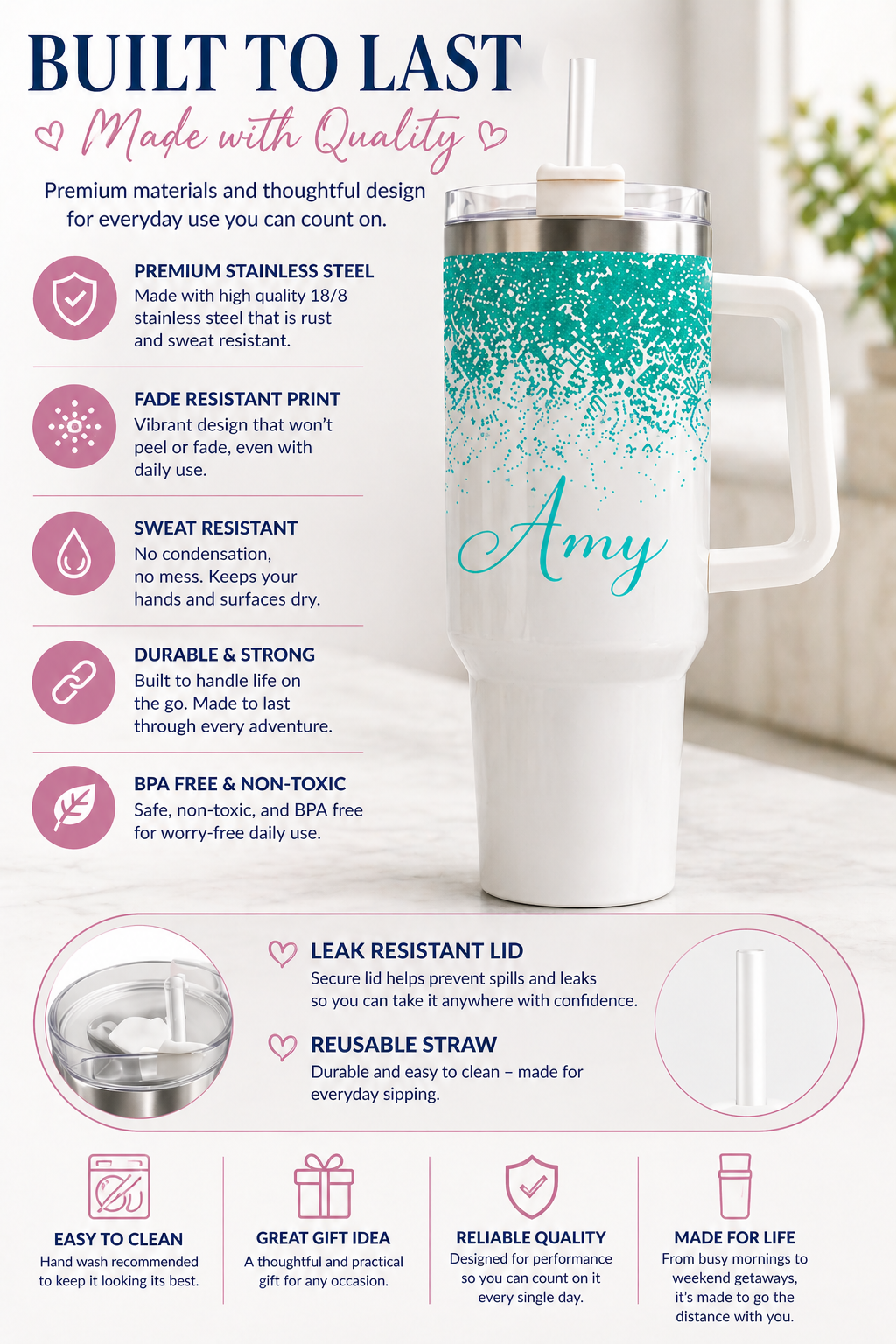 40oz Tumbler with Handle - Image 4