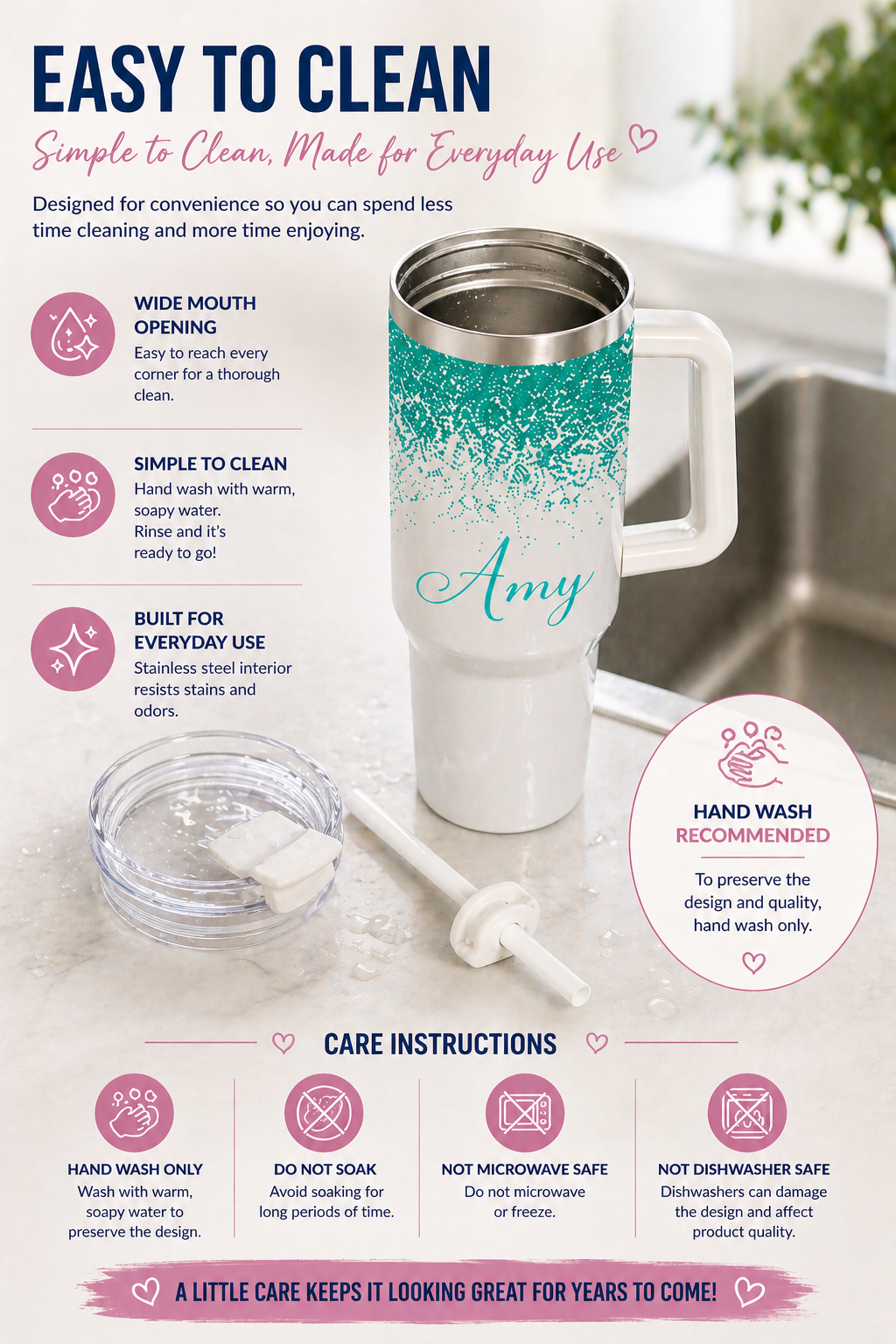 40oz Tumbler with Handle - Image 3