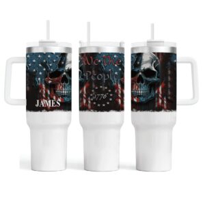 We The People Skull Patriotic Tumbler with Handle