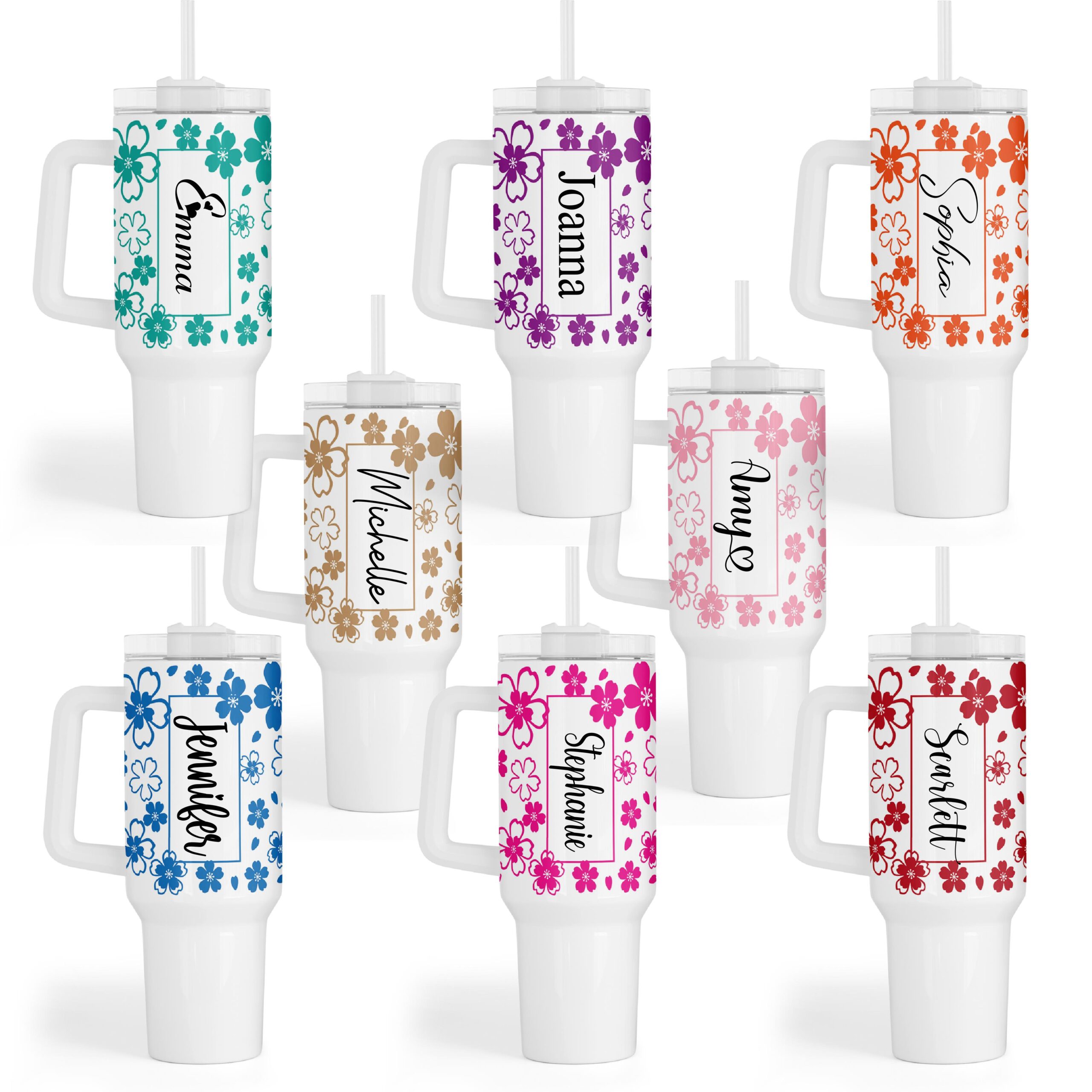 40oz Floral Tumbler With Handle