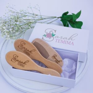 Floral Initial Baby Brush Set with White Box