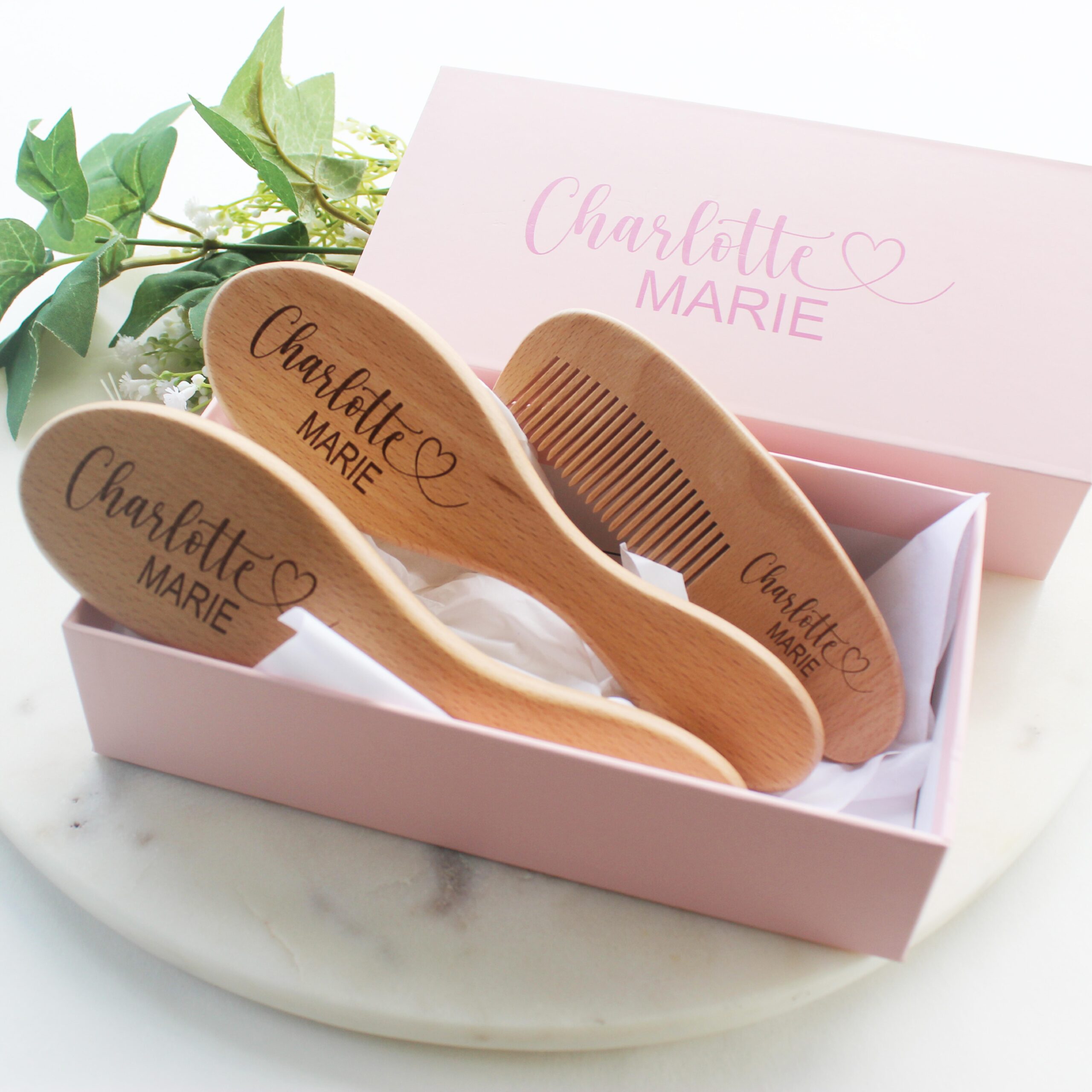 Heart Font Baby Brush Set