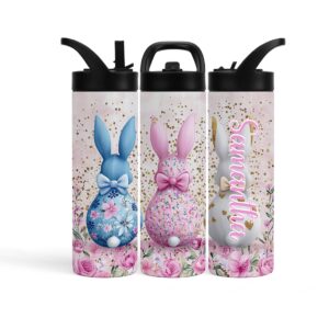 Foral Bunny Water Bottle -  20oz