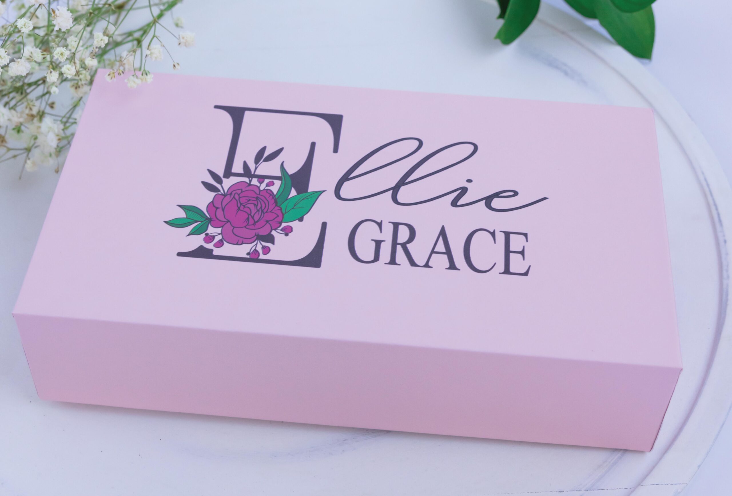 Floral Initial Baby Brush Set with Pink Box - Image 3