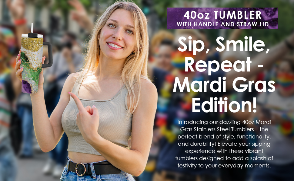 40oz MARDI GRAS TUMBLER - Image 4