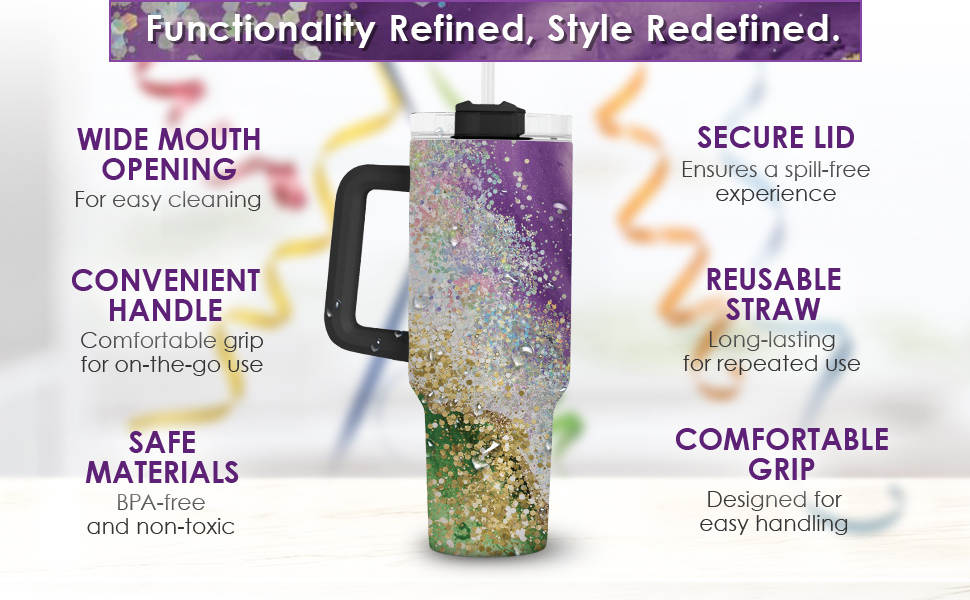 40oz MARDI GRAS TUMBLER - Image 7