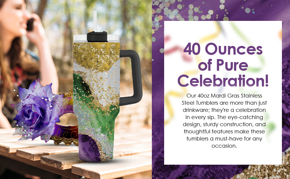 40oz MARDI GRAS TUMBLER - Image 6