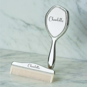 Personalized Silver Plated Baby Brush and Comb Set