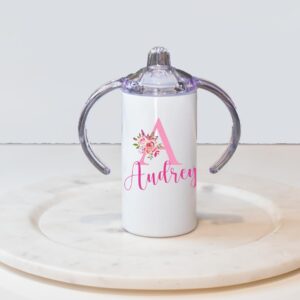 Personalized Floral Initial Sippy Cup