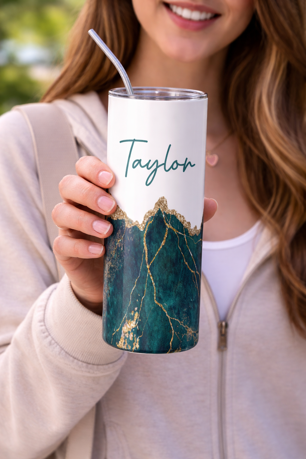 Teal & Gold Geode 20 oz Tumbler - Image 2