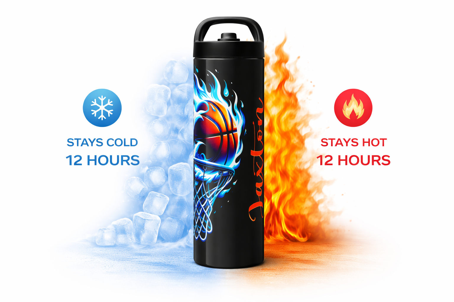 Basketball Flame 20 oz Sports Bottle - Image 3